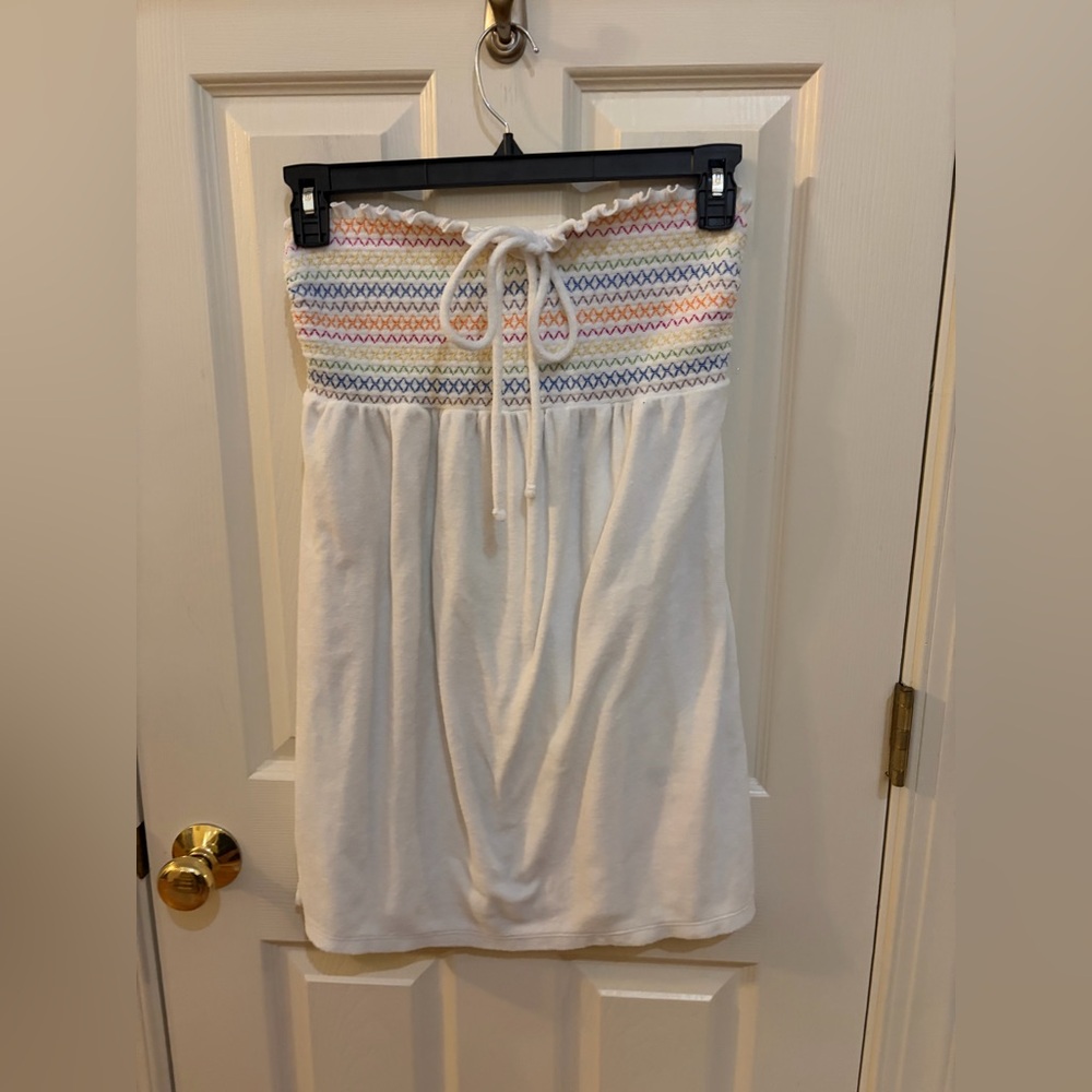 Wild Fable Strapless Cover Up Dress Rainbow White Medium Beach Cotton Blend - Picture 2 of 9